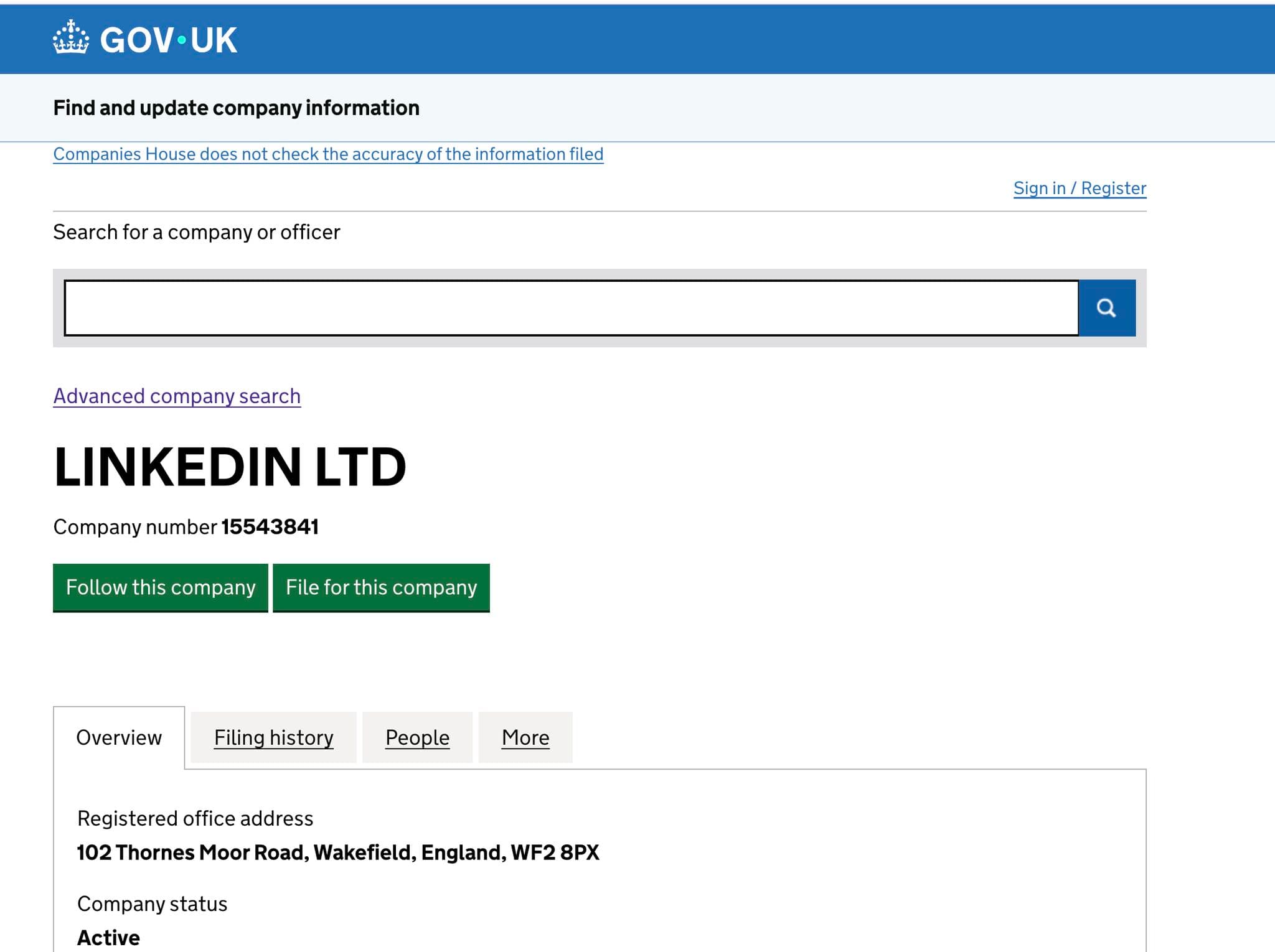 companies house page