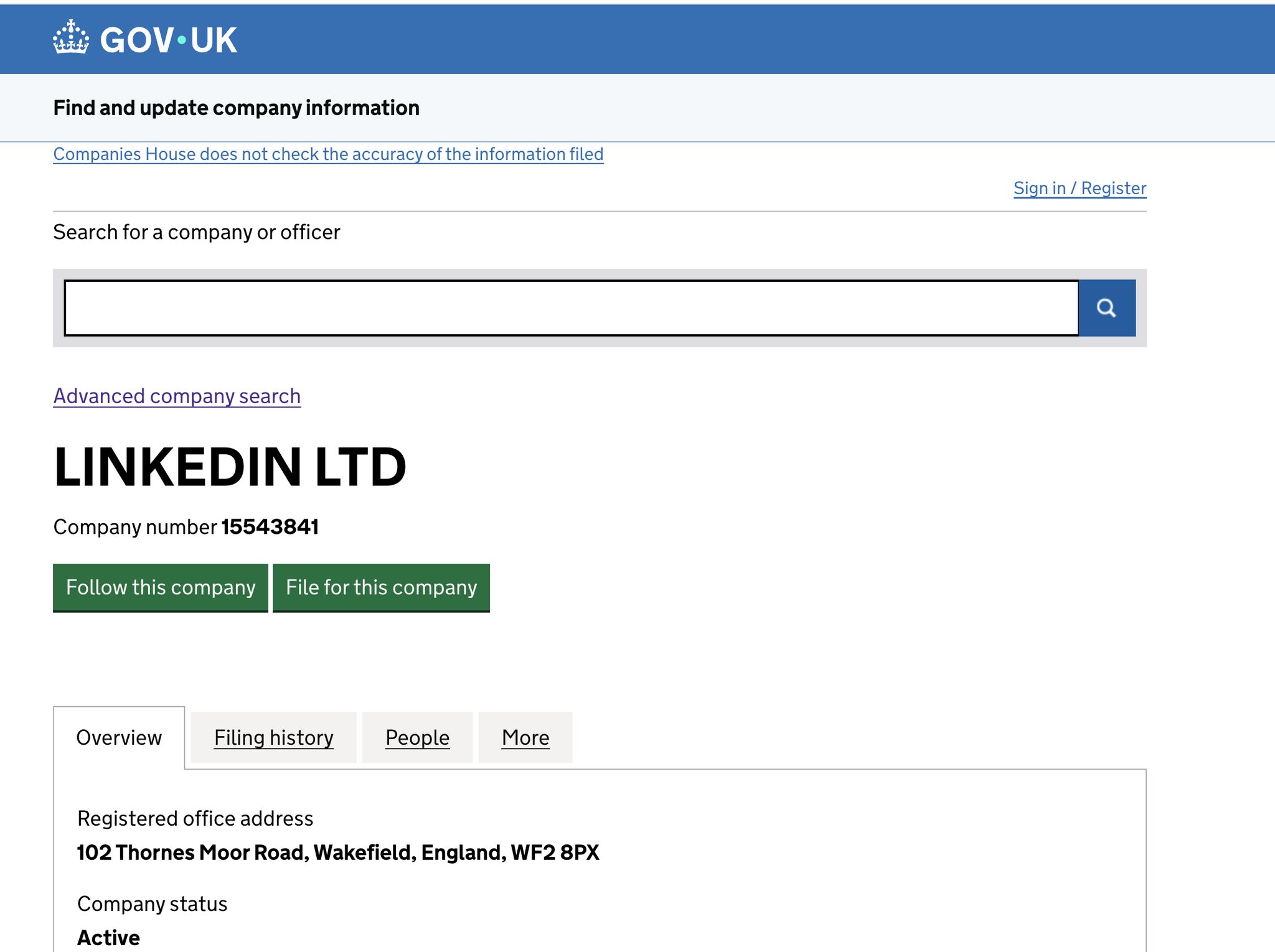 companies house page